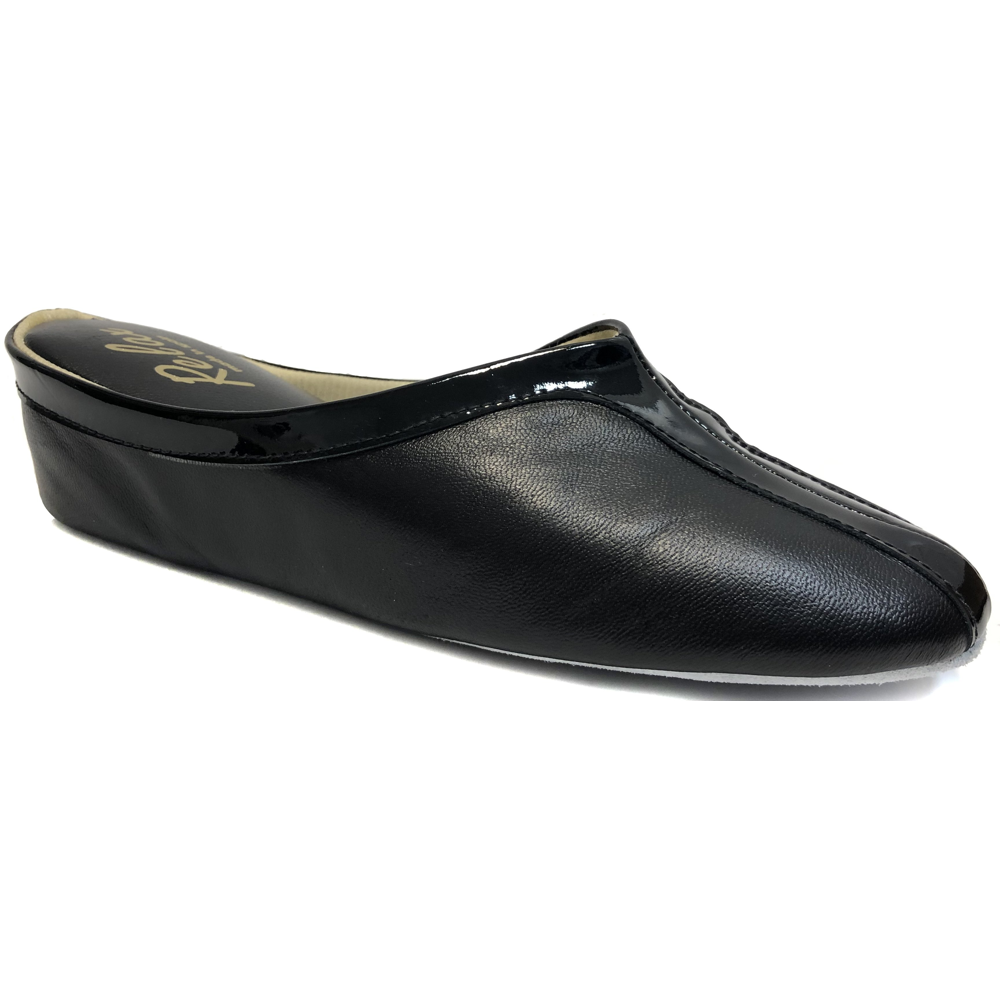 Relax Lena Black Leather Slippers