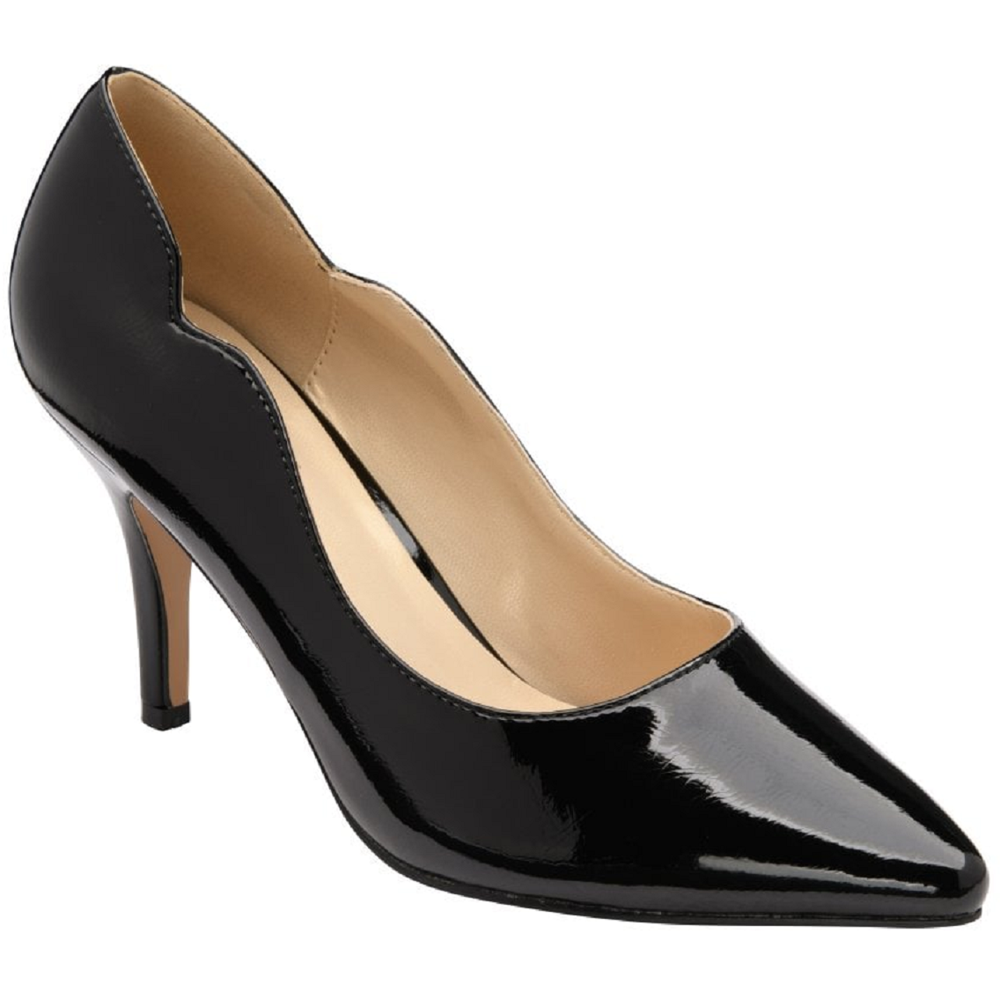 Lotus Meg Black Patent Court Shoes