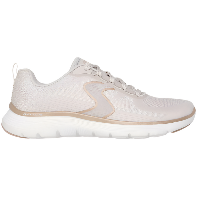 Skechers Flex Appeal 5.0 – Luxe Glow Natural/Gold Trainers