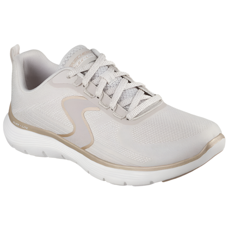 Skechers Flex Appeal 5.0 – Luxe Glow Natural/Gold Trainers