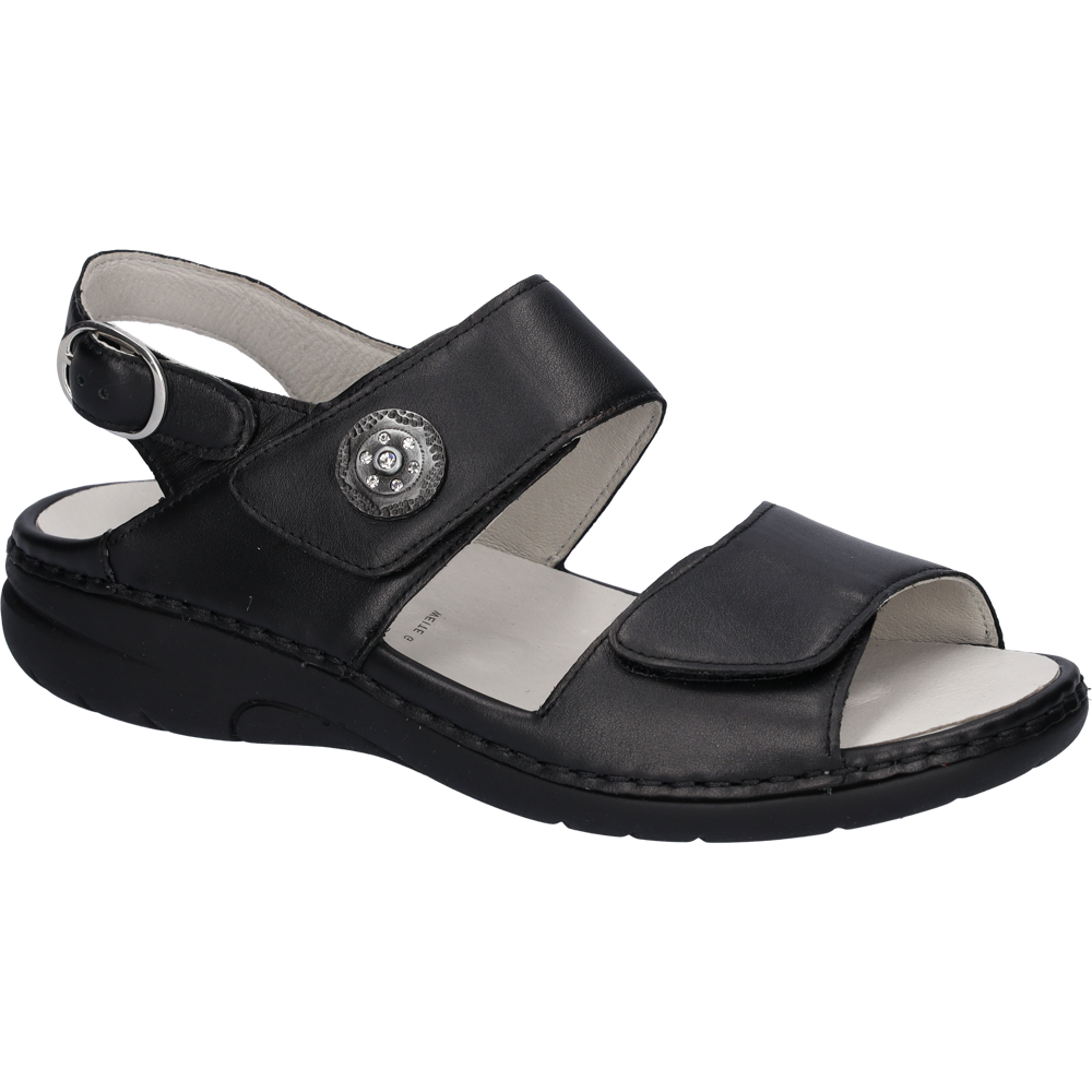 Waldlaufer Gunna (Flower) Black Sandals