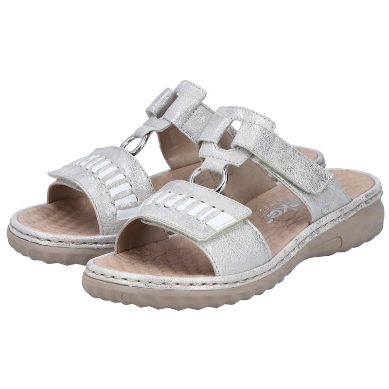 Rieker 60481-40 (Fleece) Fog Silver Weiss Sandals
