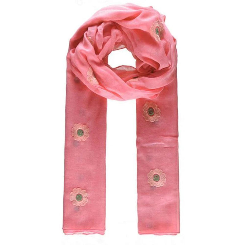 Jewel City Blossom Pink Embroidered Scarf