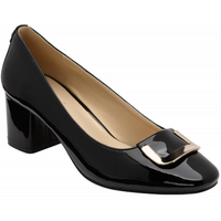 Lotus Aubrey Black Patent Block-Heel Court Shoes