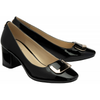 Lotus Aubrey Black Patent Block-Heel Court Shoes