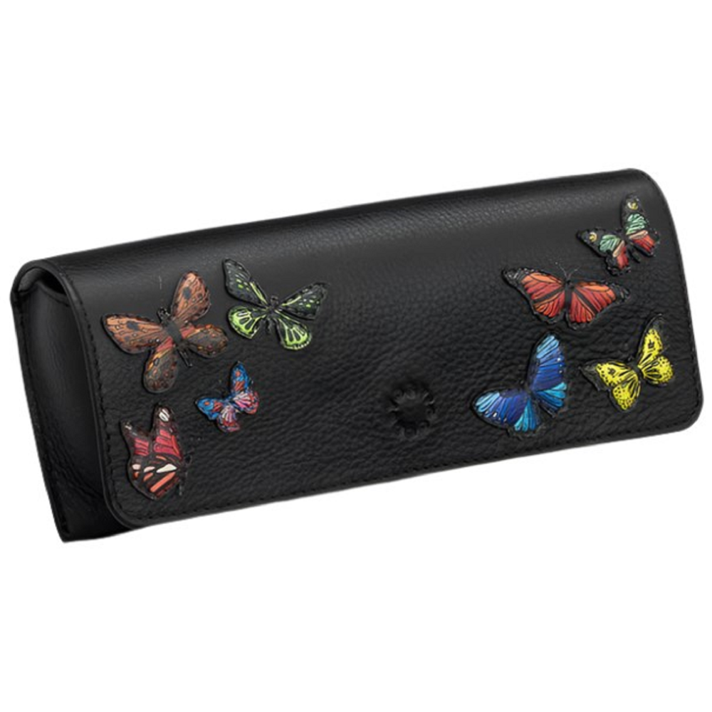 Yoshi Amongst Butterflies Black Leather Glasses Case