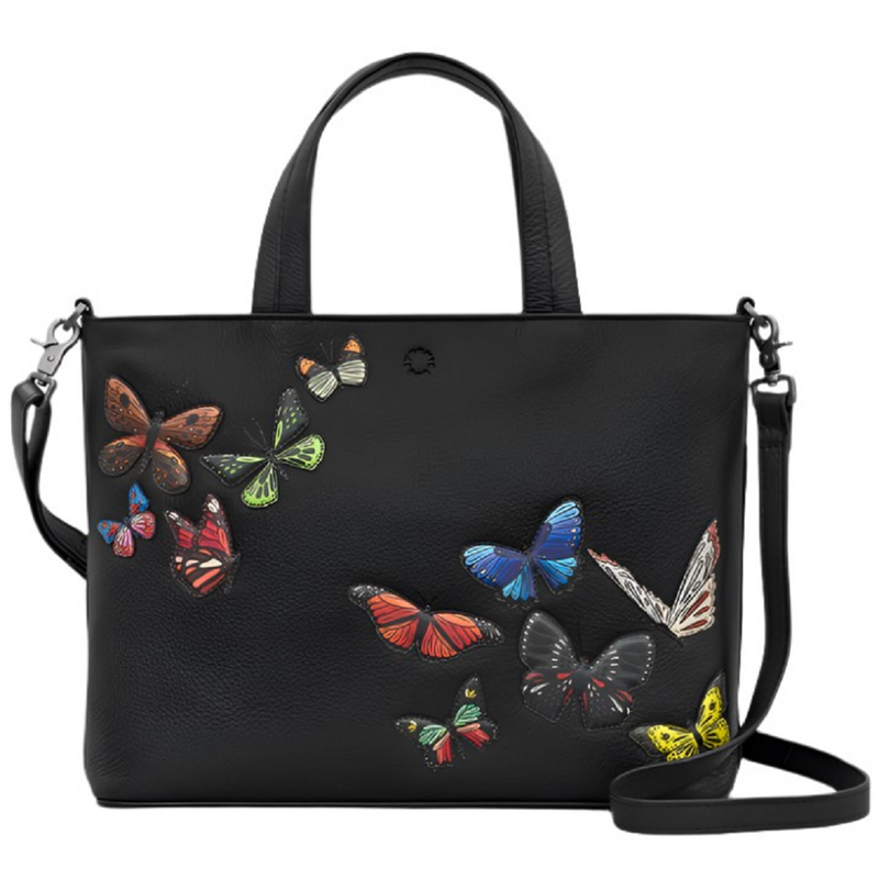 Yoshi Amongst Butterflies Black Leather Grab Bag