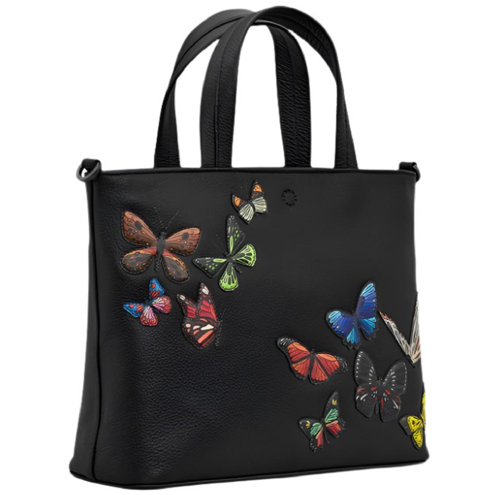 Yoshi Amongst Butterflies Black Leather Grab Bag