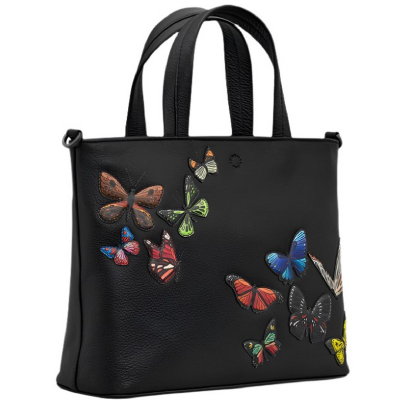 Yoshi Amongst Butterflies Black Leather Grab Bag