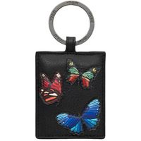 Yoshi Amongst Butterflies Black Leather Keyring