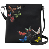 Yoshi Amongst Butterflies Bryant Black Leather Cross Body Bag