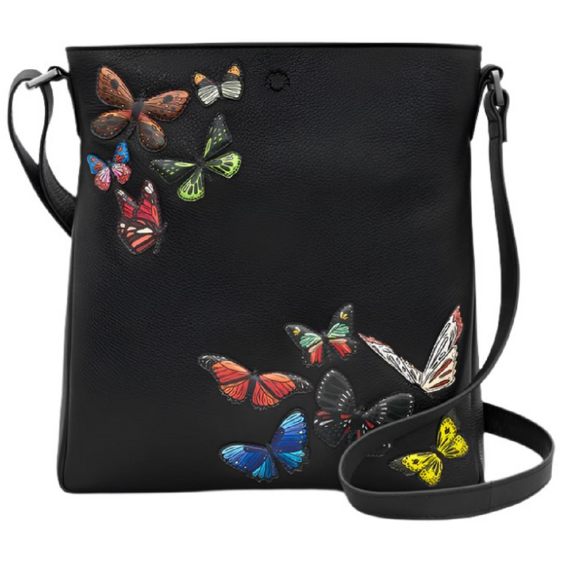 Yoshi Amongst Butterflies Bryant Black Leather Cross Body Bag