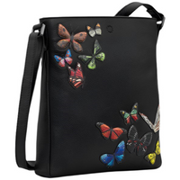 Yoshi Amongst Butterflies Bryant Black Leather Cross Body Bag