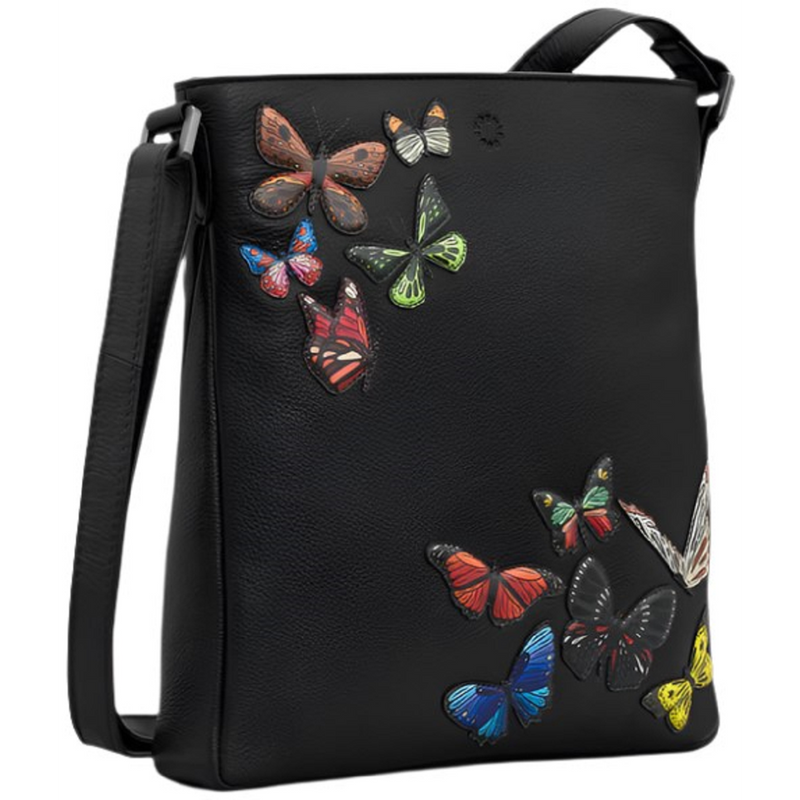 Yoshi Amongst Butterflies Bryant Black Leather Cross Body Bag