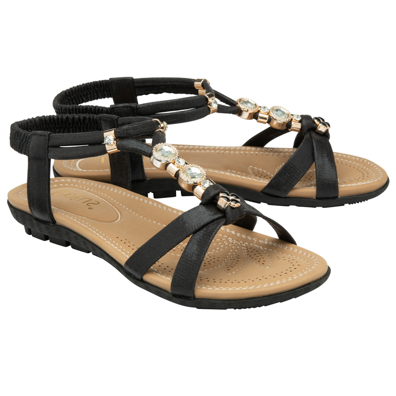 Lotus Bettina Black Sandals