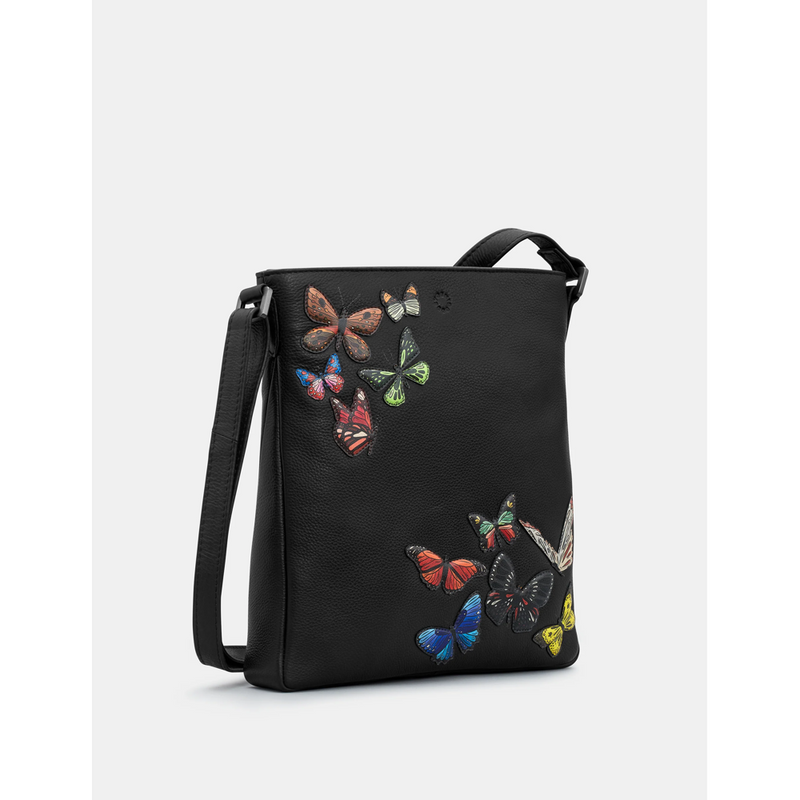 Yoshi Amongst Butterflies Bryant Black Leather Cross Body Bag