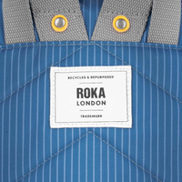 Roka Bantry B Recycled Canvas (Small) Pinstripe Denim Medium Wash Bag