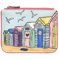 Yoshi Beach Huts Pink Leather Zip Top Purse