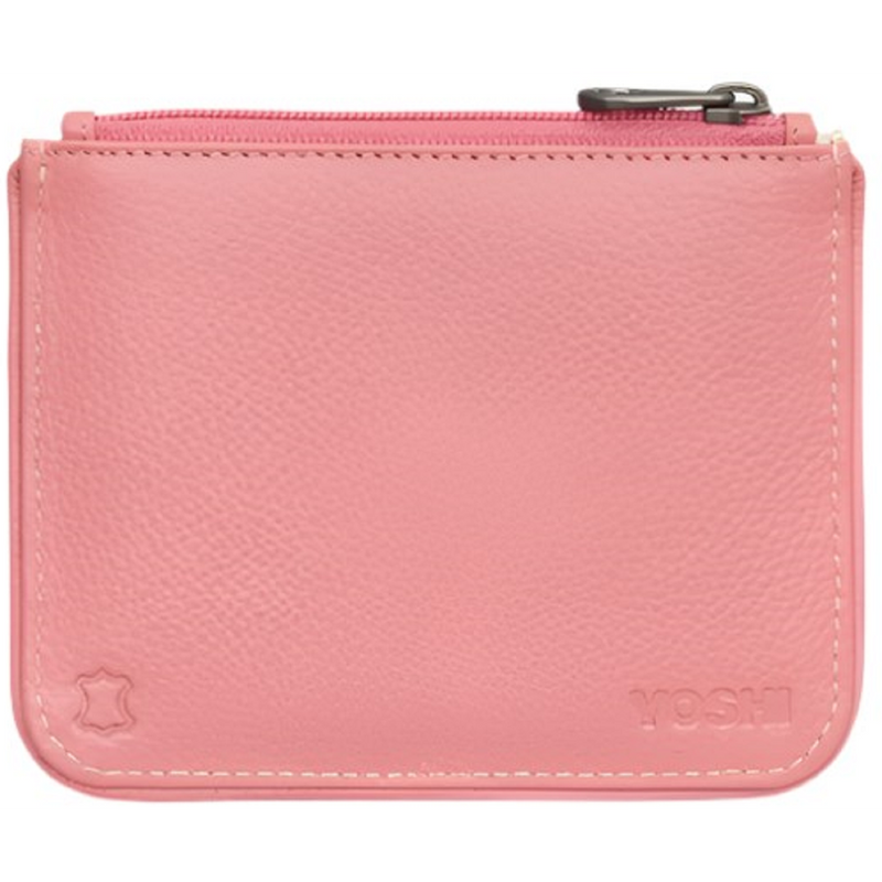 Yoshi Beach Huts Pink Leather Zip Top Purse