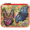 Yoshi Beautiful Butterflies Red Leather Zip Top Purse