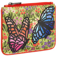 Yoshi Beautiful Butterflies Red Leather Zip Top Purse