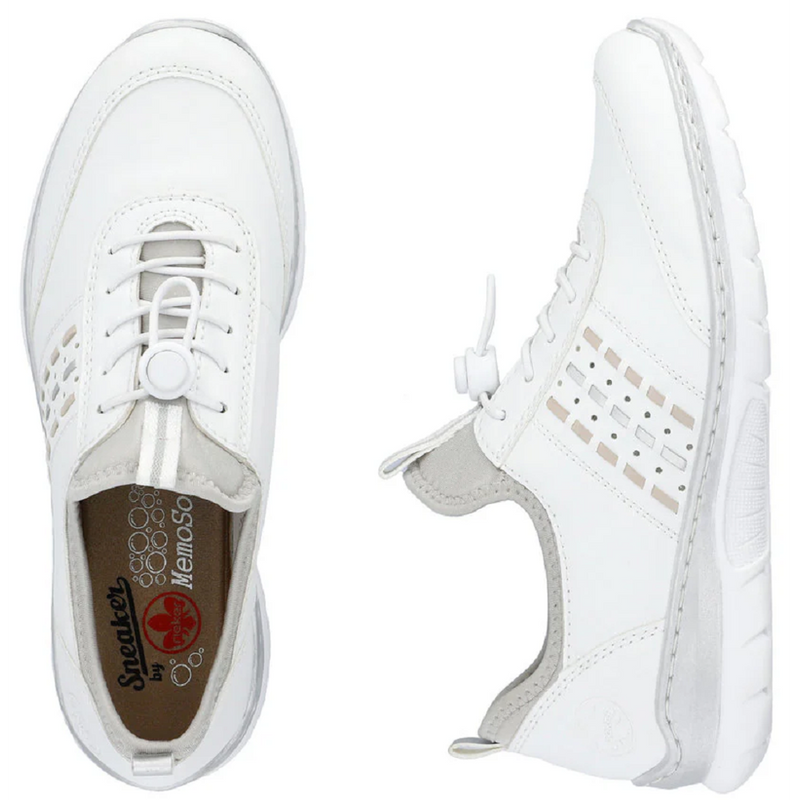 Rieker L3259-80 (Brighton)  Weiss Rose Silver Shoes