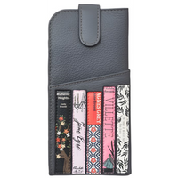 Yoshi Bronte Bookworm Library Grey Leather Glasses Case
