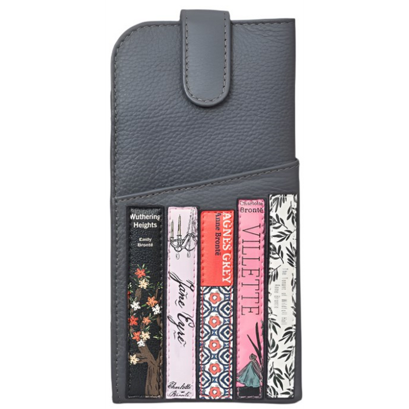 Yoshi Bronte Bookworm Library Grey Leather Glasses Case