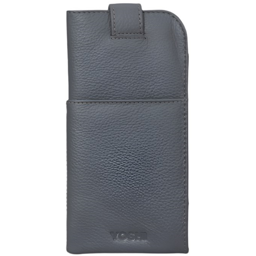 Yoshi Bronte Bookworm Library Grey Leather Glasses Case