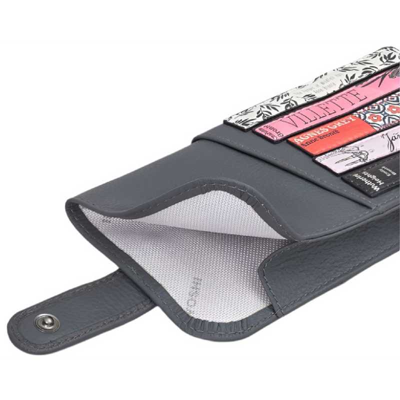 Yoshi Bronte Bookworm Library Grey Leather Glasses Case