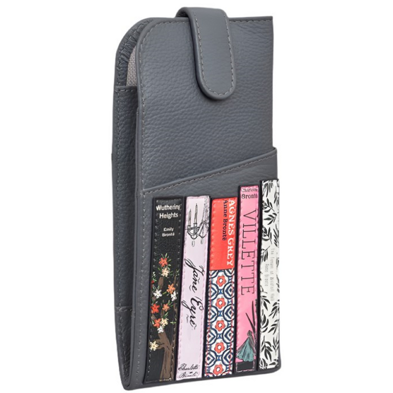 Yoshi Bronte Bookworm Library Grey Leather Glasses Case
