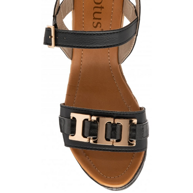 Lotus Carina Black Sandals