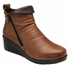 Lotus Cordelia Tan Leather Wedge Ankle Boots