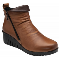 Lotus Cordelia Tan Leather Wedge Ankle Boots