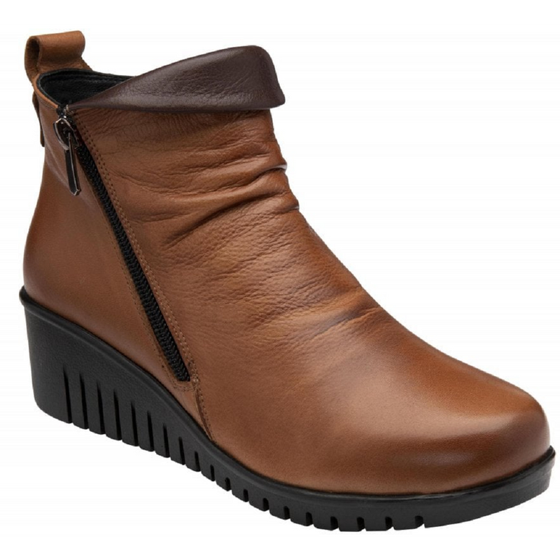 Lotus Cordelia Tan Leather Wedge Ankle Boots