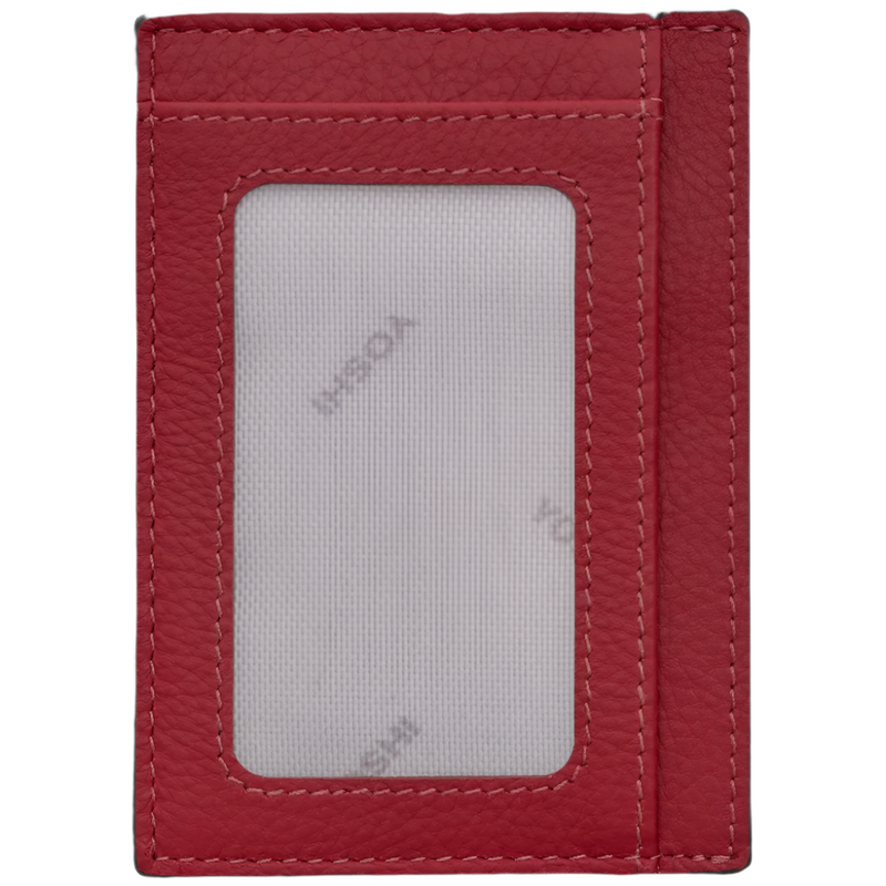 Yoshi Cherry Red Leather Card Holder with ID Window