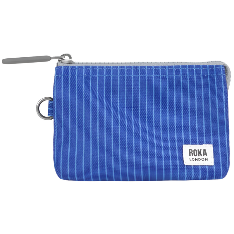 Roka Carnaby Recycled Canvas Pinstripe Denim Light Wash Wallet