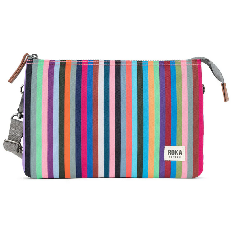 Roka Carnaby Crossbody XL Recycled Canvas Multi Stripe Bag