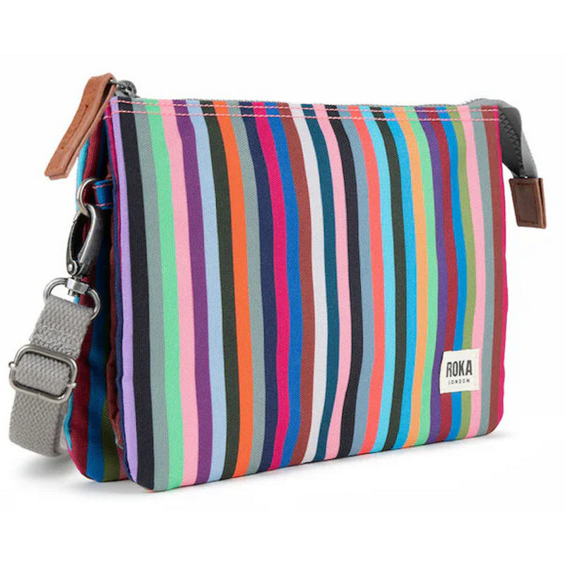 Roka Carnaby Crossbody XL Recycled Canvas Multi Stripe Bag