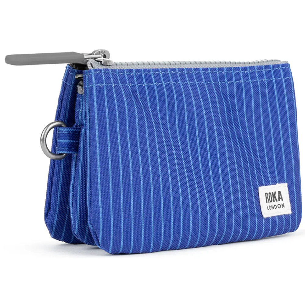 Roka Carnaby Recycled Canvas Pinstripe Denim Light Wash Wallet