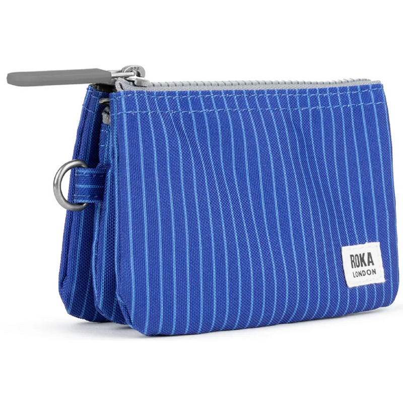 Roka Carnaby Recycled Canvas Pinstripe Denim Light Wash Wallet