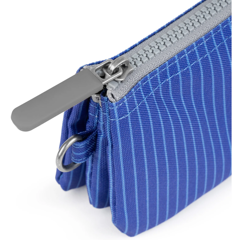 Roka Carnaby Recycled Canvas Pinstripe Denim Light Wash Wallet