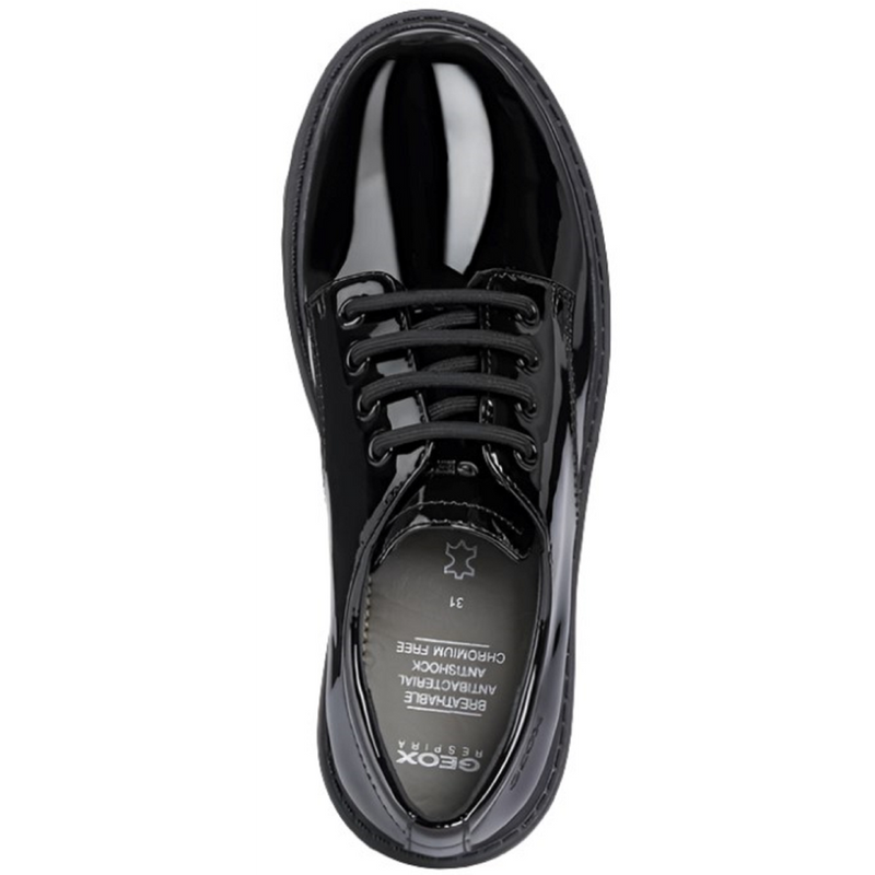 Geox Casey G.C. Patent Black School Shoes