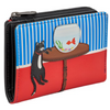 Yoshi Cat & Fish Bowl Black Leather Flap Over Purse