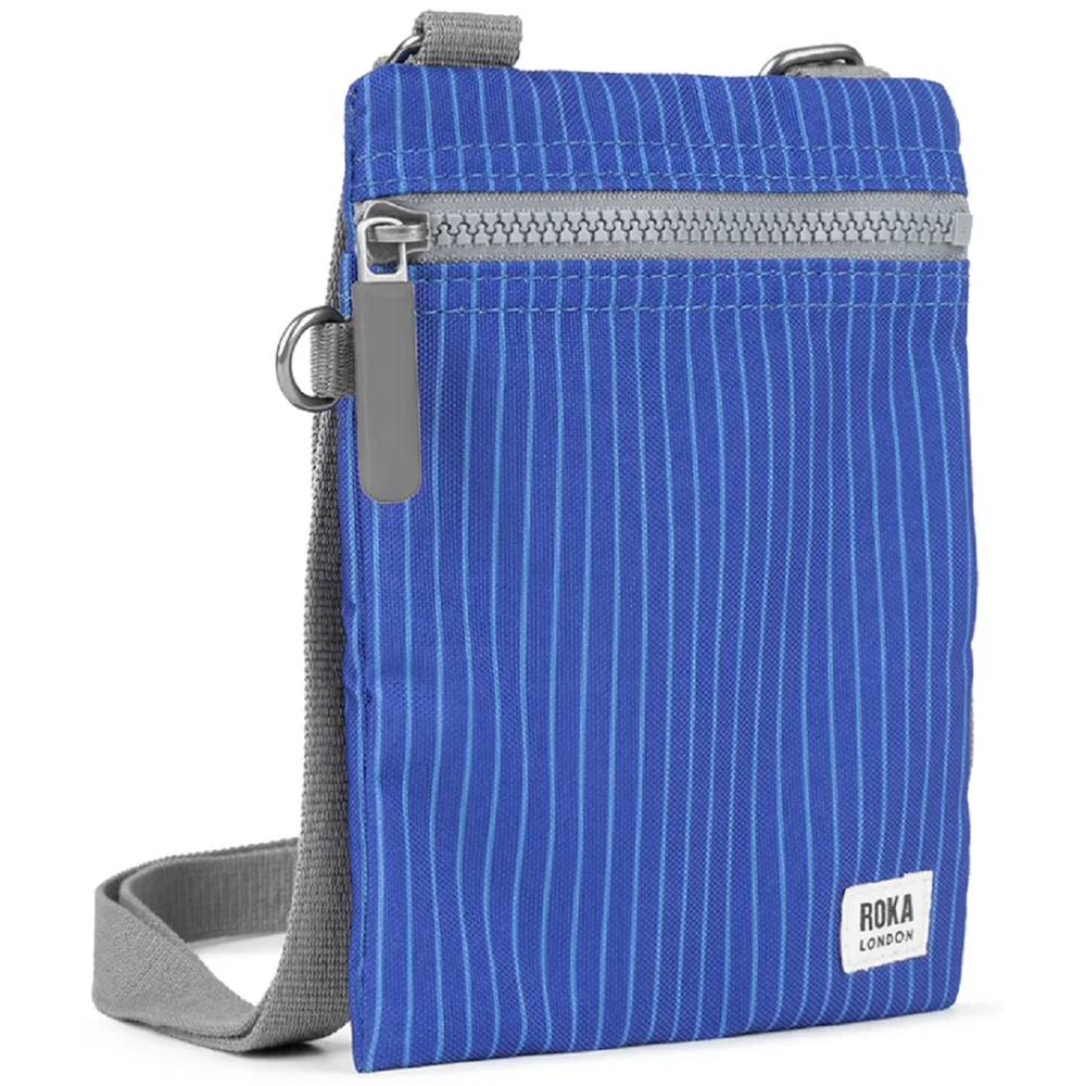 Roka Chelsea Recycled Canvas Pinstripe Denim Light Wash Bag