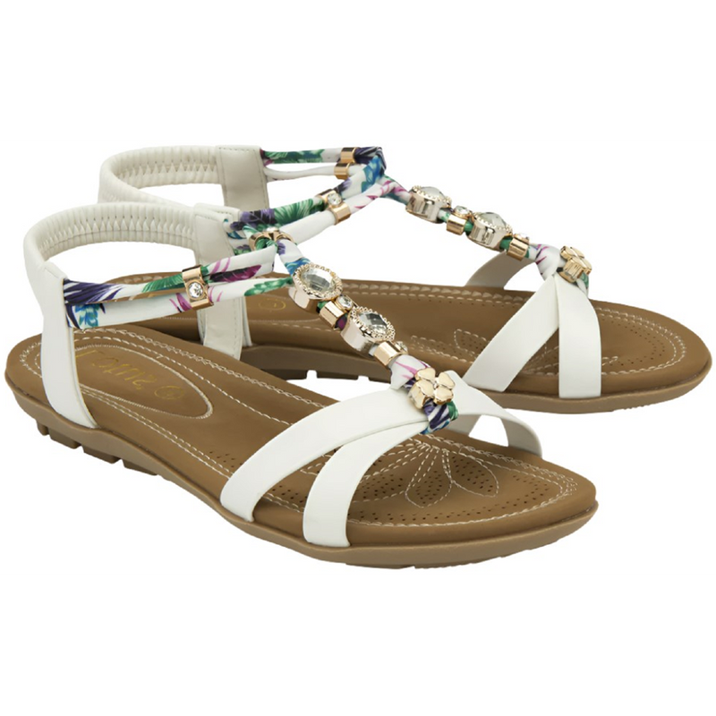 Lotus Claribel White Sandals