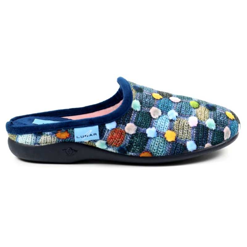 Lunar Crackle Blue Spotty Mule Slippers