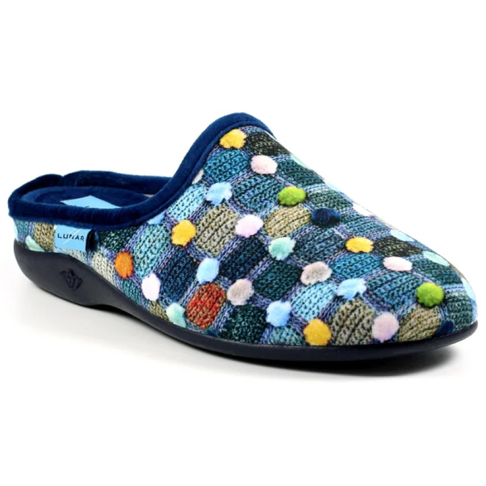 Lunar Crackle Blue Spotty Mule Slippers