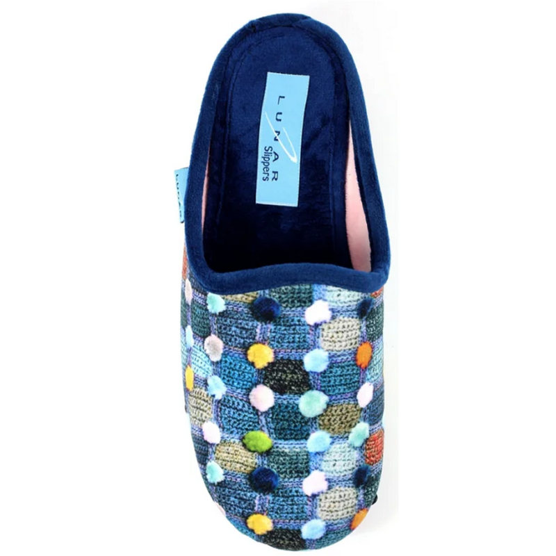 Lunar Crackle Blue Spotty Mule Slippers