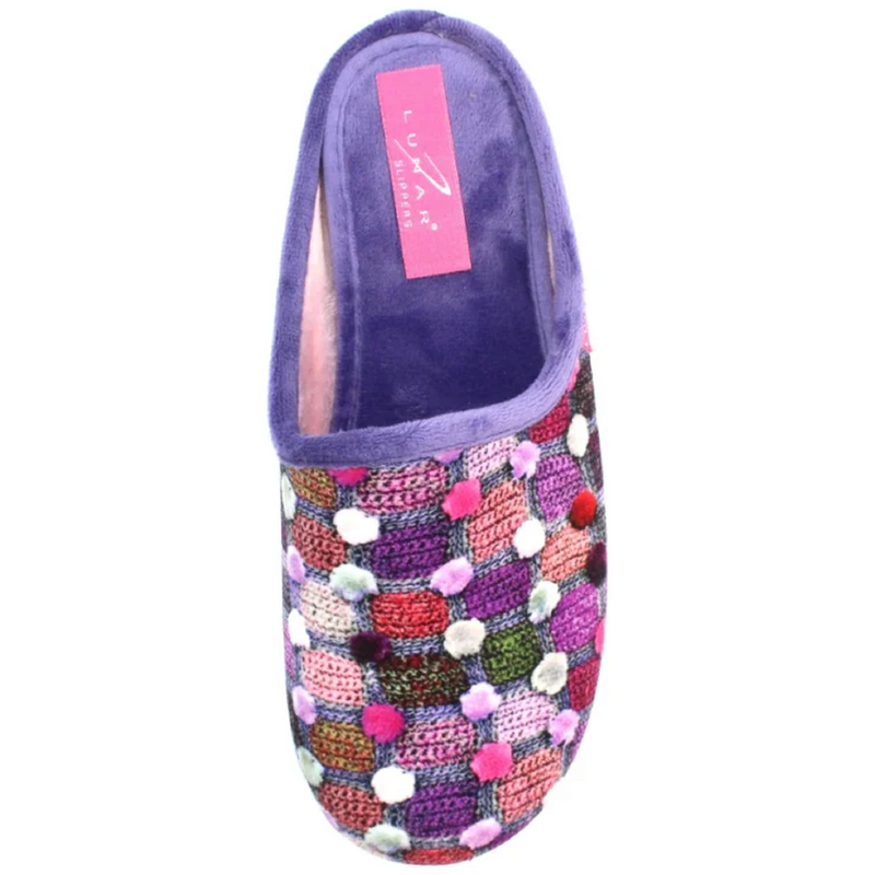 Lunar Crackle Purple Spotty Mule Slippers